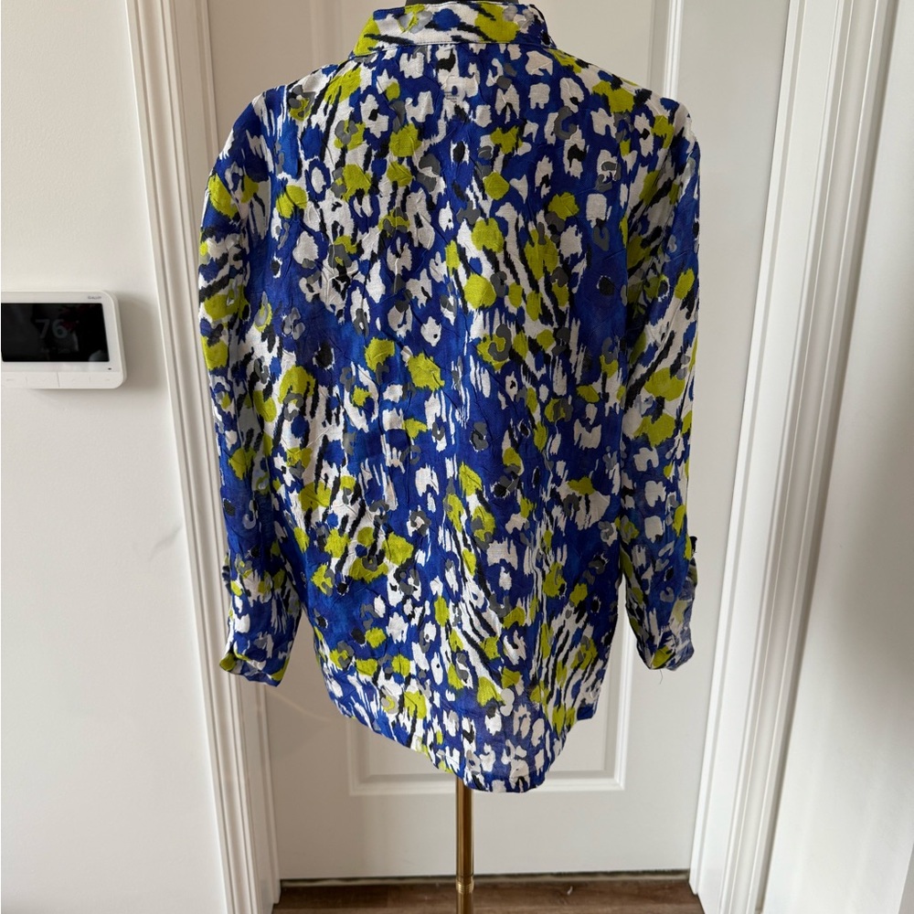 Ruby Rd. Vibrant Blue and Green Button Down Shirt - Picture 5 of 9